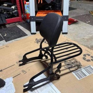 A 12 sissy bar with back pad and luggage carrier