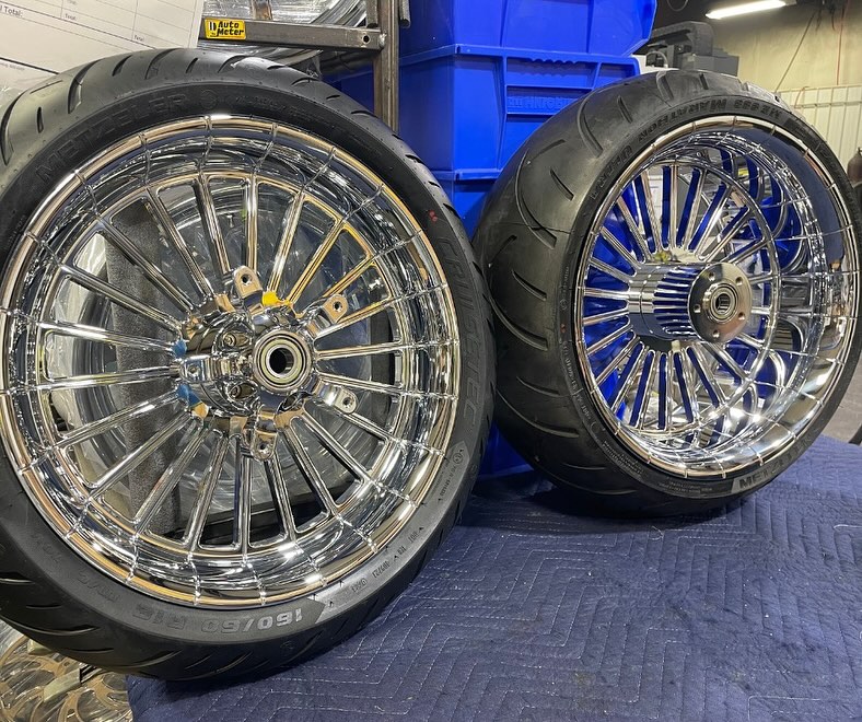 Fresh chrome set for a 2024 Fat Boy